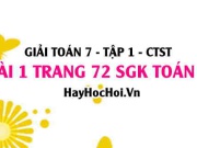 Giải bài 1 trang 72 Toán 7 Tập 1 SGK Chân trời sáng tạo